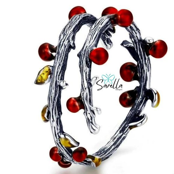 Solid Etched Silver Minimalist Withered Twig Ring - Picture 1 of 3